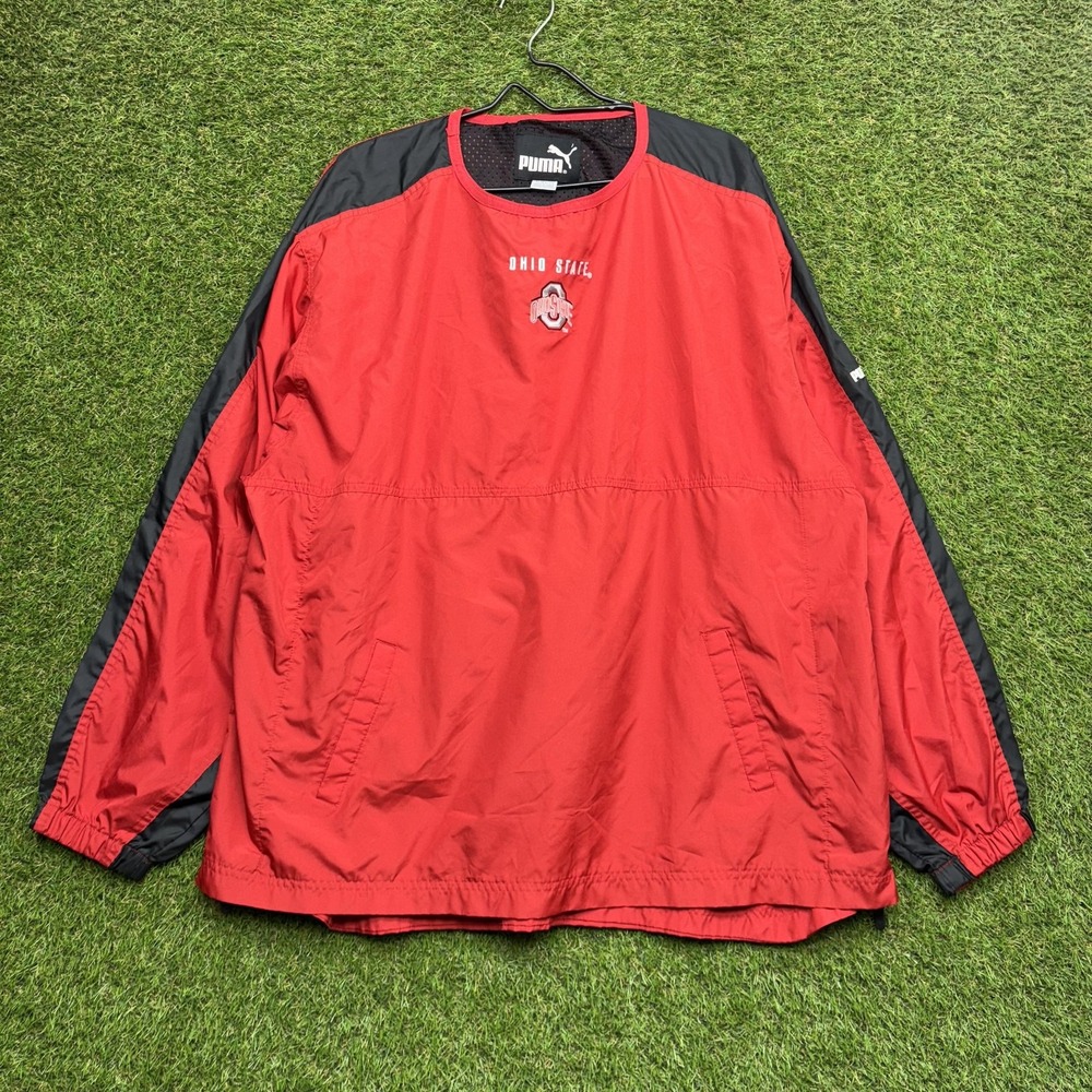 Ohio State Buckeyes Jacket Mens XL Red Black NCAA Football Windbreaker Puma